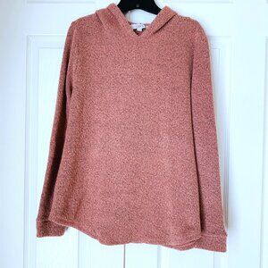 PINK HEATHER LOFT Hooded Sweater Shirttaill Hem Sz L
